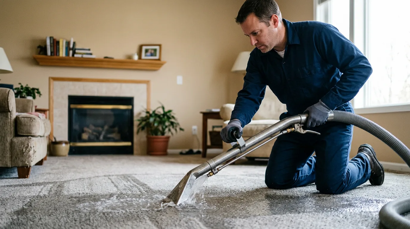 Water damage restoration technician working near Powhatan, AR